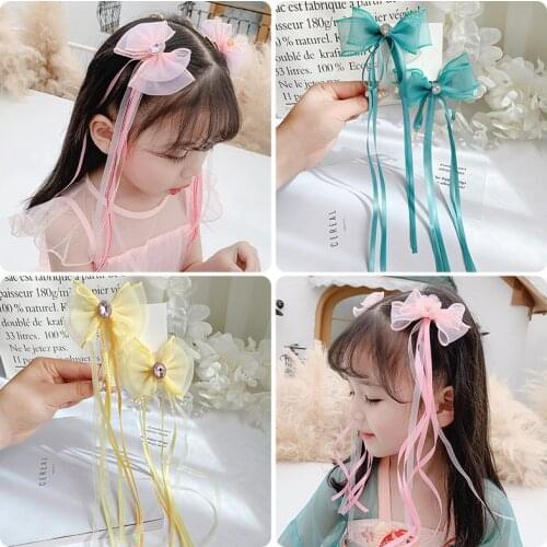 2 Pcs/Set Girls Cute Streamer Tassel Pendant Barrettes Hairpins Baby Children Lovely Ornament Hair Clips Kids Hair Accessories