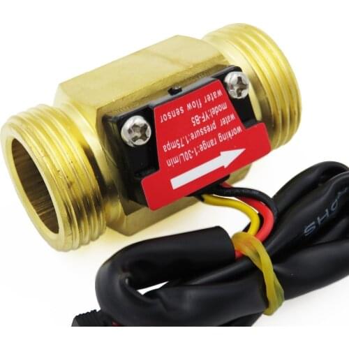 2PCS Hall Effect Water Flow Sensor Counter Indicator Flowmeter G3/4 DN20 Male Thread Brass 1-30L/min 50mm long