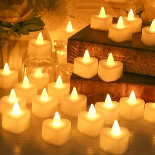 24PCS Heart Shape Simulation Led Mini Electronic Candle Valentines Day Colorful Flameless Wedding Home Night Light Party Decor