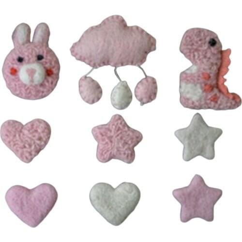 9 Pcs DIY Baby Wool Felt Dinosaur Stars Love Heart Clouds Balloon Decorations Newborn Photography Props Ornaments