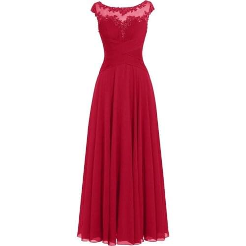 ANGELSBRIDEP Sheer Neck Long Evening Dresses Party Gowns Formal Vestidos De Festa Applique Floor-Length Prom Party Gowns