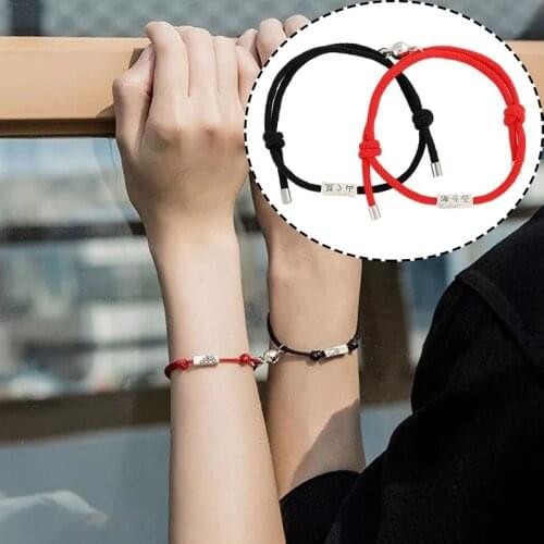 Magnet Bracelet Couple Handmade Adjustable Rope Matching Braslet Infinite Love Pair Braclet Lucky Red Brazalete Gift Promotion