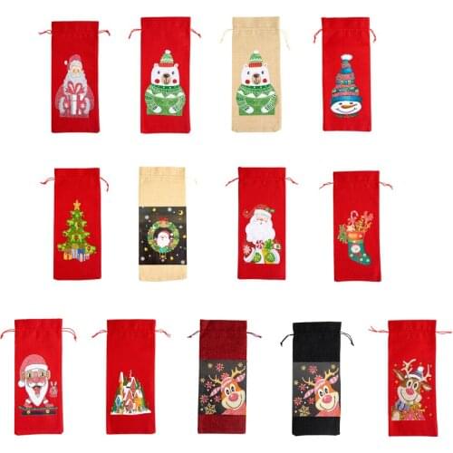 Diamond Painting Christmas Wine Bottle Covers Kit DIY Special Shaped Drill Mosaic Rhinestone Champagne Bags Art Ornament Crafts