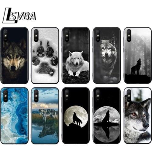 Fashion Black Wolf for Xiaomi Redmi 10X Pro 5G 9A 9I 9T 9 GO K40 K30 K20 Ultra 8 7 6 5 4X Pro Soft Black Phone Case
