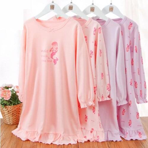Girls' Nightdress Long Sleeve Autumn Ruffle Nightgowns Toddler Girls Sleepshirts Childrens Homewear Dress Children Pajamas