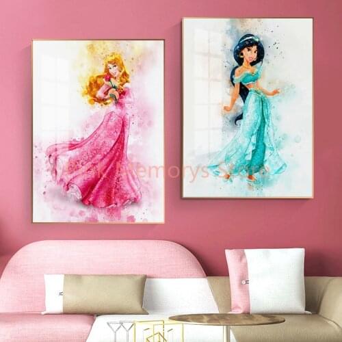 Disney Cartoon Princess Diamond Painting 5D Childrens Room Entrance Mural Diamond Embroidery Cross Stitch Kit Mosaic Picture