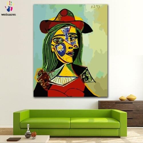 DIY colorings pictures by numbers with colors Picasso woman wearing a hat picture drawing painting by numbers framed Home