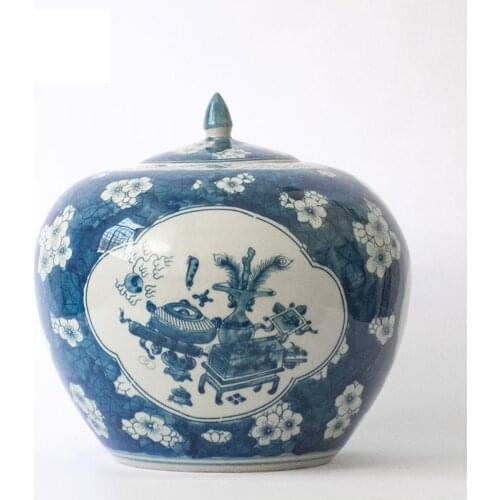 Ice Plum pattern porcelain Jar Jingdezhen Ceramics Qing Dynasty decorative pot ceramic chinese ginger jars