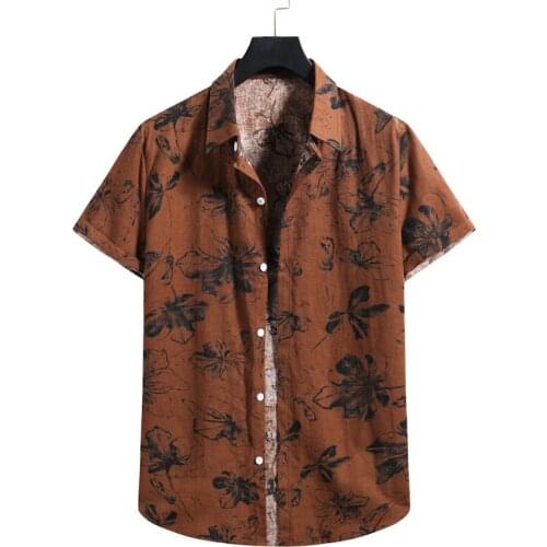 Vintage Short Sleeve Shirt Men Hawaiian Shirt 2021 Summer New Floral Print Beach Shirts Male Harajuku Casual Shirt Men Clothing