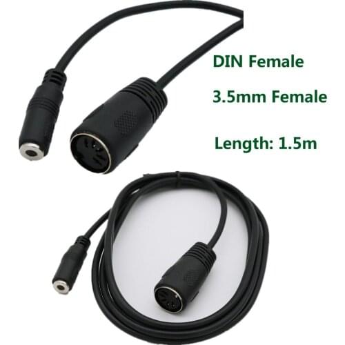 1pc Premium 50cm/1.5m/1m Din MIDI 5 Pin Female Jack to 3.5mm 1/8" Stereo Female Socket Extend Audio Adapter Cable Nickel Plated