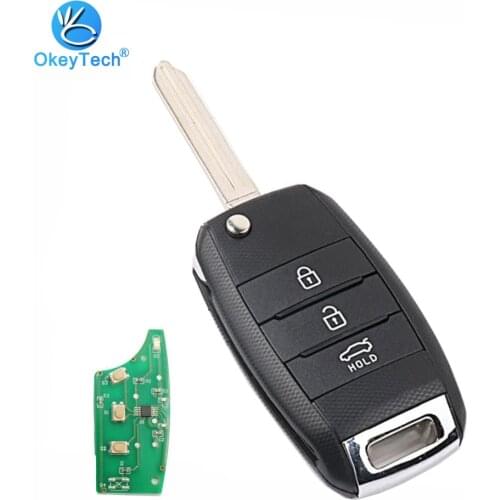 OkeyTech for Kia K3 Remote Key Flip Folding 3 Button 433mhz with 70 Transponder Chip Replacement Uncut Blank Blade Key for Kia