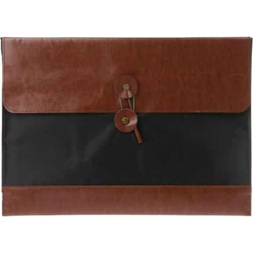 Retro Men Women Leather File Folder Document Organizer Storage Bag Envelope Meeting Travel Conference Holder