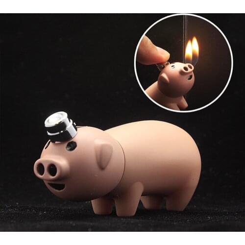 Creative Mini Pig Cool Lighter Torch Lighter Inflatable Gas Butane Cigarette Lighter Smoking Accessories No Fuel Gadget for Men