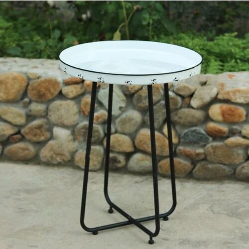 Round metal retro antique tray table