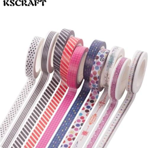 KSCRAFT 8mm*7m Adhesive Tape for Scrapbooking DIY Craft Sticky Deco Masking Japanese Paper Washi Tape Multicolour