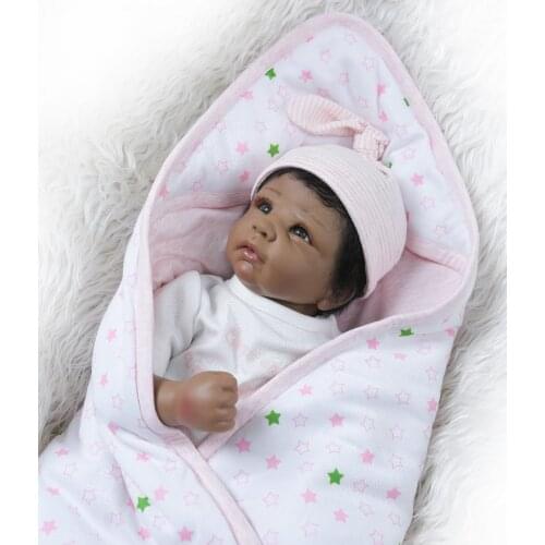 Reborn doll 50cm Baby girl Dolls soft Silicone Boneca Reborn Brinquedos Bonecas childrens Gift African American newborn baby