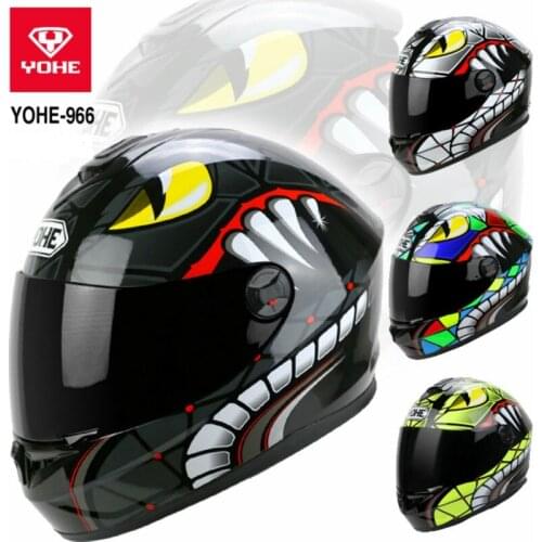 2019 New Knight protection YOHE Full Face Motorcycle Helmet Motocross Motorbike Helmets made of ABS PC Lens Visor cobra pattern