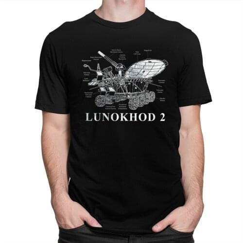 USSR CCCP Lunokhod 2 T Shirt for Men Pure Cotton Urban T-shirt O-neck Short Sleeve Soviet Union Moon Explore Tee Tops Apparel