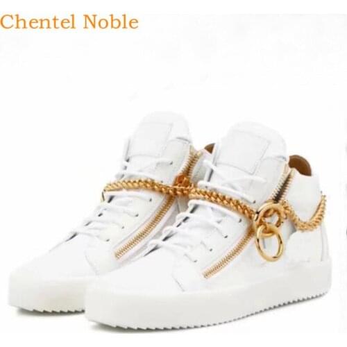 Brand Resigner Chentel Noble Leather Metal Chain Men Casual Shoes Party Shoes Men High Quality Flats Tenis Masculino Big Size