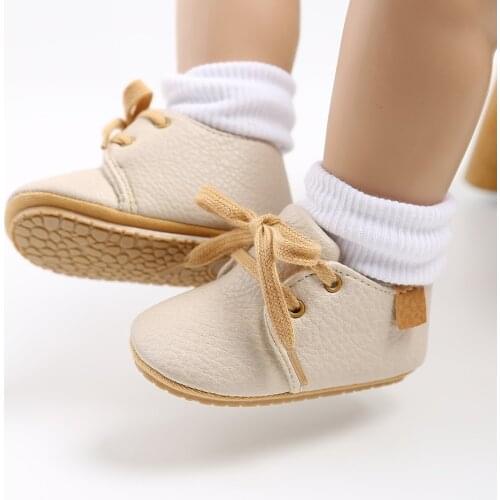 New Baby Girls Boys PU Lace-up Baby Shoes Baby Boy High Grade Non-slip caual Soft Sole Toddler Frist Waliking Shoes 7 Colors