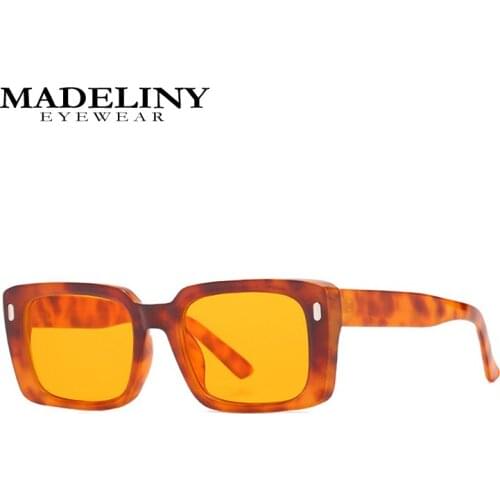MADELINY Small Rectangle Sunglasses Men Women Square Sun Glasses Luxury Brand Travel Shades Vintage Retro UV400 MA066