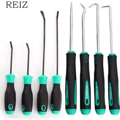 REIZ 4 Pcs Precision Pick & Hook Set Oil-Seal Gasket Puller O-Ring Remover Flat Head Pry Bars Automobile Repair Hand Tool Kits