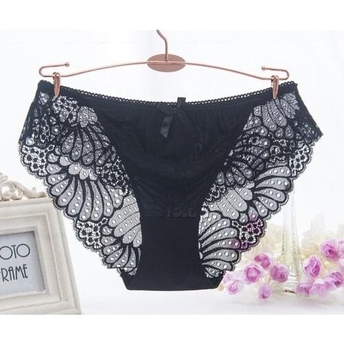 Sexy Lace Cotton Panties Women Panties Fashion Solid Color Lace Underwear Underpants Lingerie Briefs #20