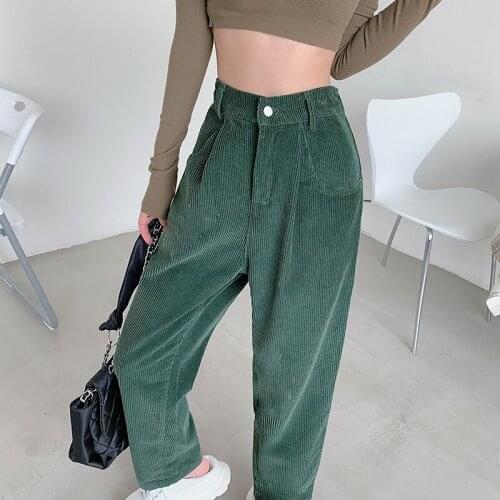 Corduroy Wide Leg Plus Large Size Oversize Korean Vintage Autumn WomenS Clothing High Waist Trousers Fashion Pants For Girls