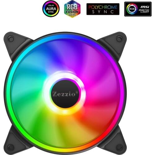 ZEZZIO ZF-140 PC Case Cooling Fan 140MM AURA SYNC 5V 3PIN ARGB PWM Quiet Computer Radiator CPU Cooler Fans