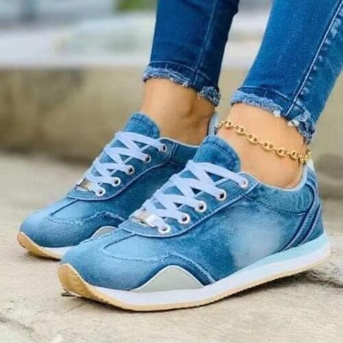 New Women Sneakers Platform Denim Shoes Womens Shoes Casual Woman Sport Shoes Tennis Female Thick Ladies Casual Trainers Mujer