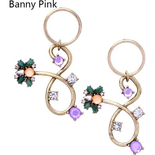 Vintage Alloy Flower Pendant Studs Earrings For Women Chunky Alloy Statement Post Earrings Fashion Jewelry Pendientes Bijoux