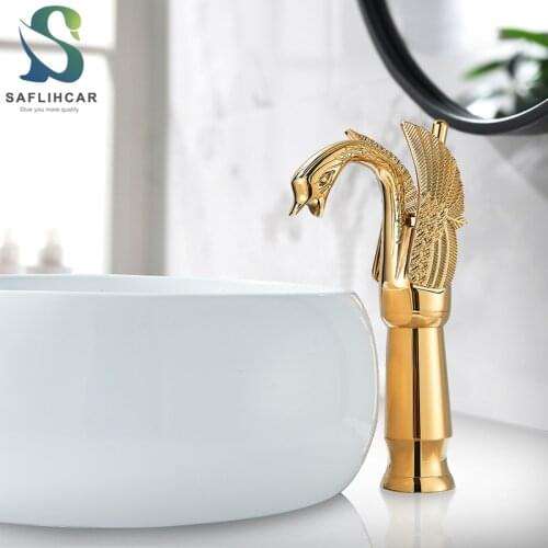 Golden Classic Bathroom Basin Faucet High Short Optional Bird Shape Bubbler Gentle Effluent Hot and Cold Water Mixer Taps