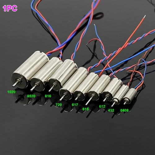 1PC DC 3V-3.7V Coreless Motor 0408,412,612,615,617.716,720,816,8520,1020 High Speed RC Drone Strong Magnetic DIY Aircraft
