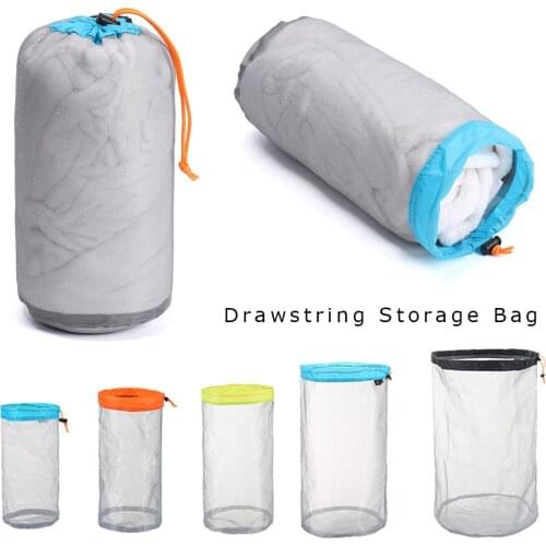 1Pcs Outdoor Stuff Sack Drawstring Storage Bag Camping Sport Ultralight Mesh Storage Bag Traveling Organizer Outdoor Hiking Tool