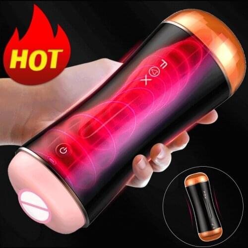 10 Speeds Male Masturbator Cup Dual channel Anal Vagina Pocket Pussy Masturbation Cup Erotic Sex Machine Adult Sex Toys for Men