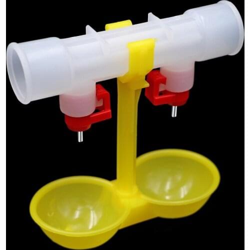 2 pcs Chickens Cups Nipple Drinker Pet Supplies Double Outlet Drinking Hanging Poultry Waterer Feeding Supplies