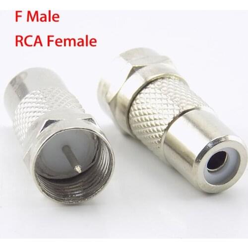 2pcs/lot Adapter F Type Male Plug to RCA Female Jack TV Video Connector Coax Cable Straight RF Coaxial