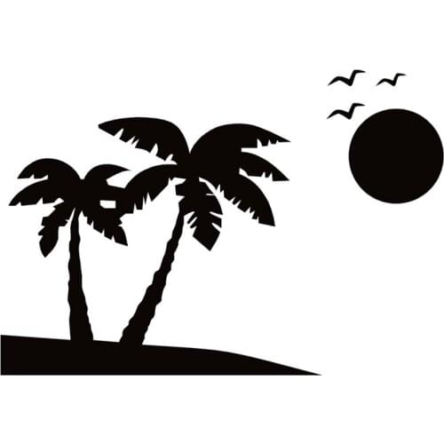 40703# Die-Cut Vinyl Decal Palm Trees Beach Scene Car Sticker Waterproof Auto Decors on Car Body Bumper Rear Window