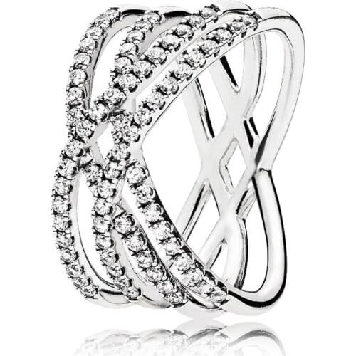 Authentic 925 Sterling Silver Cosmic Lines Fashion Ring For Pandora Women Bead Charm Gift DIY Jewelry