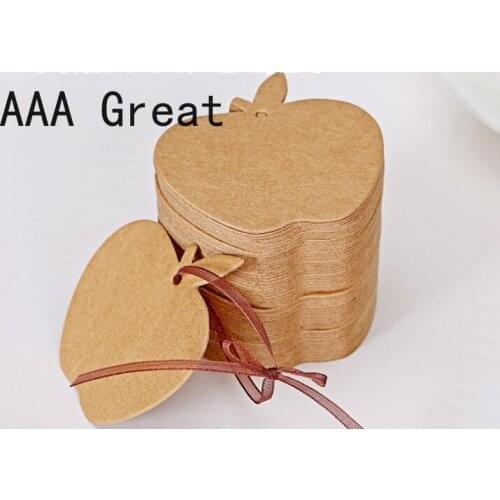 100Pcs/Lot Gifts Tags Cards Kraft Paper Festival Wedding Decoration Luggage Label Packaging Apple Shape Price Tag Birthday Party
