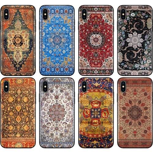 Black tpu case for iphone 5 5s se 6 6s 7 8 plus x 10 case cover for iphone XR XS 11 pro MAX case Persian carpet Floral pattern