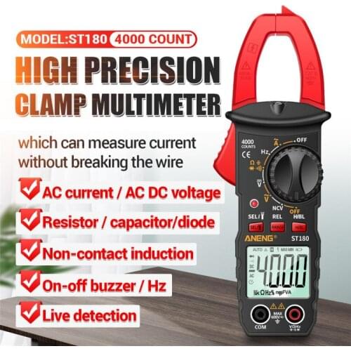 New ANENG ST180 4000 Counts Digital Clamp Meter AC Current Multimeter Ammeter Voltage Tester Car Amp Hz Capacitance NCV Ohm Tool