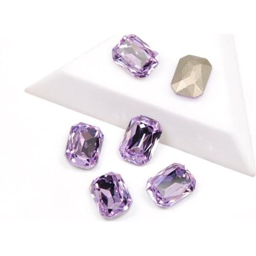 CTPA3bl 4627 Fashion Crystals Rhinestones Violet Color Octagon Shape 3D Fancy Glass Stones For 3D Nails Art Decorations