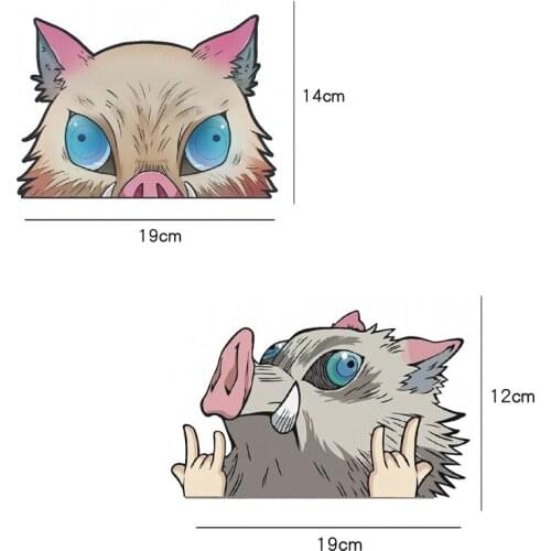 Demon Sayer Kimetsu No Yaiba Car Sticker 3D Funny Inosuke Nezuko Motorcycle Car Bumper Decal Rear Windshield Car Decor Stickers