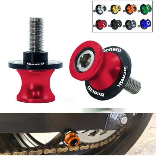 For BENELLI TNT 125 135 150 TNT135 TNT300 TNT600 BN600 BJ600 TRK 502 2PCS Motorcycle SwingArm Sliders Spools Stand Screw Paddock