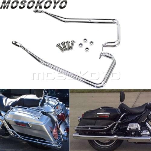 Chrome Motorcycle Twin Saddlebag Rail Guard Bar Saddle Bag Bracket Holder Guard for Harley Touring 2009-2013