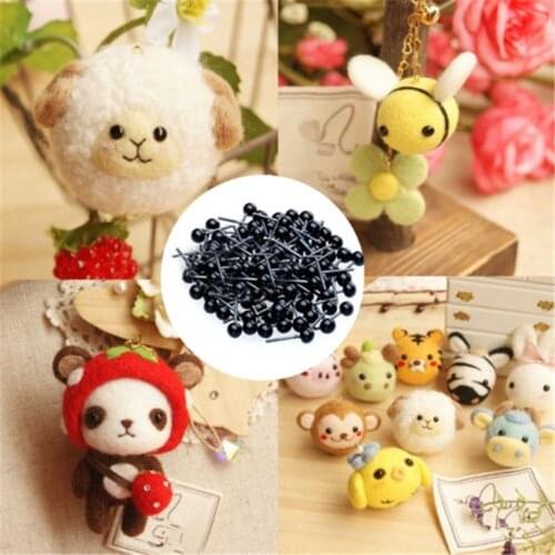 Hot sale 100pcs/set Glass Eyes 2/3/4mm Needle Felting Teddy Bears Dolls Animals Black Eyes Dolls Accessories