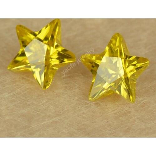 Hot Sale Zircon Beads 3*3~10*10mm 5A Star Shape Cut Loose CZ Gems Light Yellow Color Synthetic Cubic Zirconia Stone For Jewelry