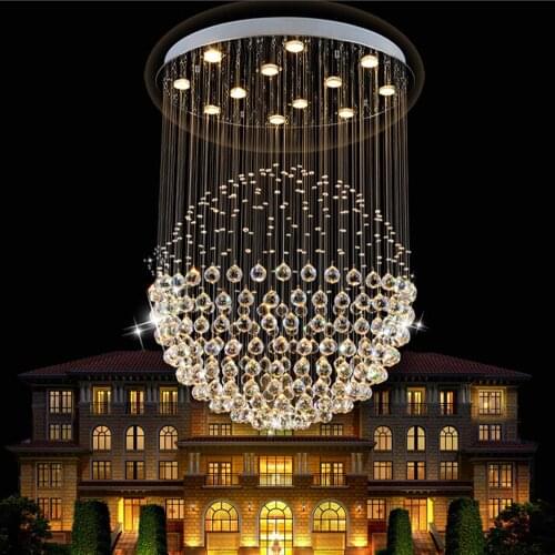 Crystal chandelier round led modern simple warm double staircase bedroom clothing store living room restaurant chandeliers