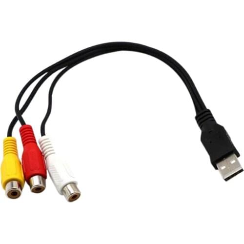 USB To 3RCA Cable USB Female To 3 RCA Rgb Video AV Composite Adapter Converter Cable Cord Connector Lead For TV PC DVR